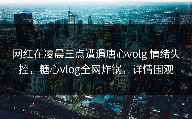 网红在凌晨三点遭遇唐心volg 情绪失控，糖心vlog全网炸锅，详情围观